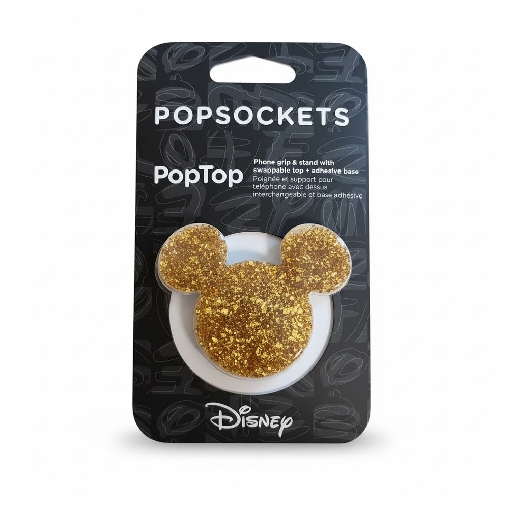 Disney PopSockets PopTop Mickey Mouse Gold Glitter Phone Grip and Stand NEW